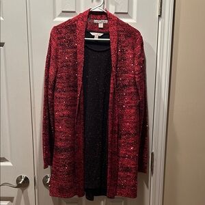 Laura Ashley Red Sparkle Cardigan (2-piece set)